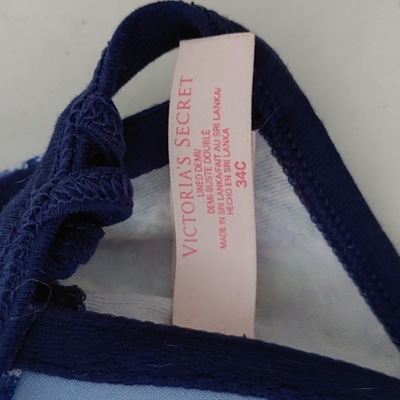 Victoria secret blue tie die lined demi bra 34c - Picture 4 of 5